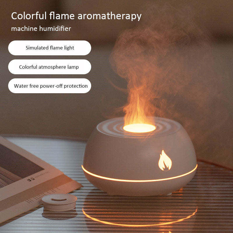 Diffuseur d'huiles essentielles à flamme avec 7 couleurs de lumière, humidificateur d'air pour la maison, 130 ml, USB