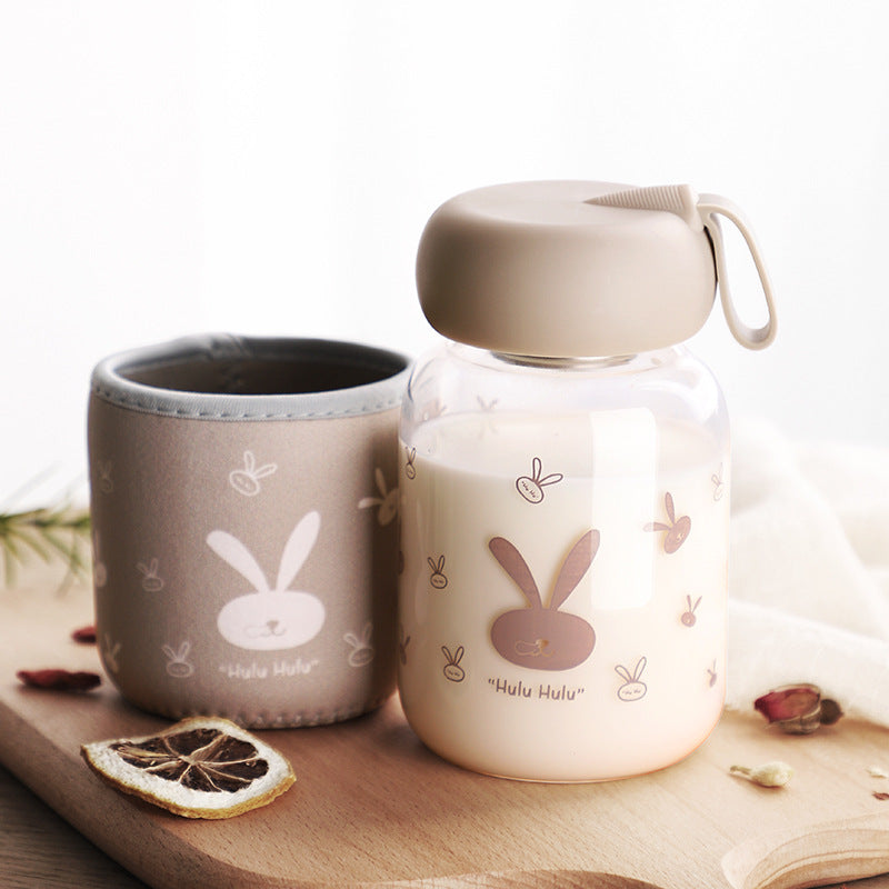 Tasse en verre transparente mignonne et portable pour la maison