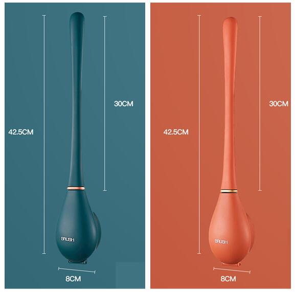 Brosse ménagère murale à long manche en silicone pour toilettes