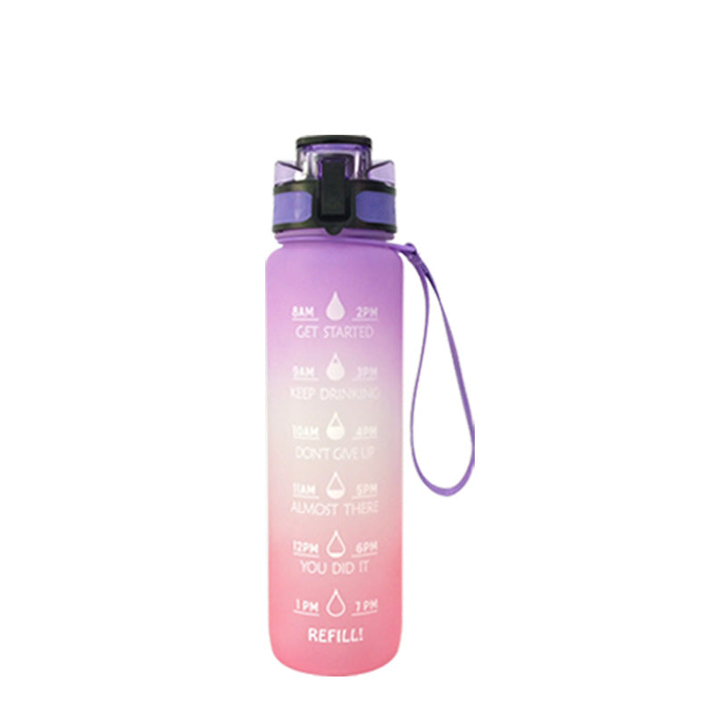 Gourde transparente 1000 ml, style kawaii, sans BPA, avec infuseur intégré. Convient également pour le sport et le lait. Gourde transparente.