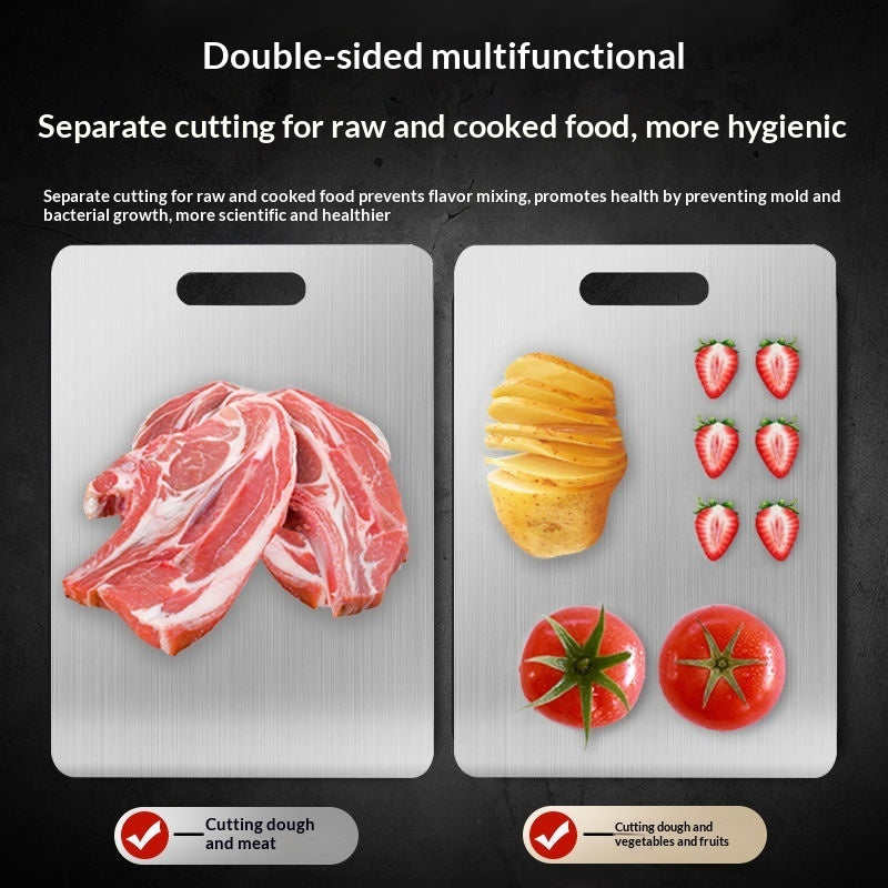 Planche à découper en acier inoxydable 304, grande planche à découper double face anti-moisissure 316 pour la cuisine, idéale pour couper et étaler la pâte, avec étiquetage transfrontalier.