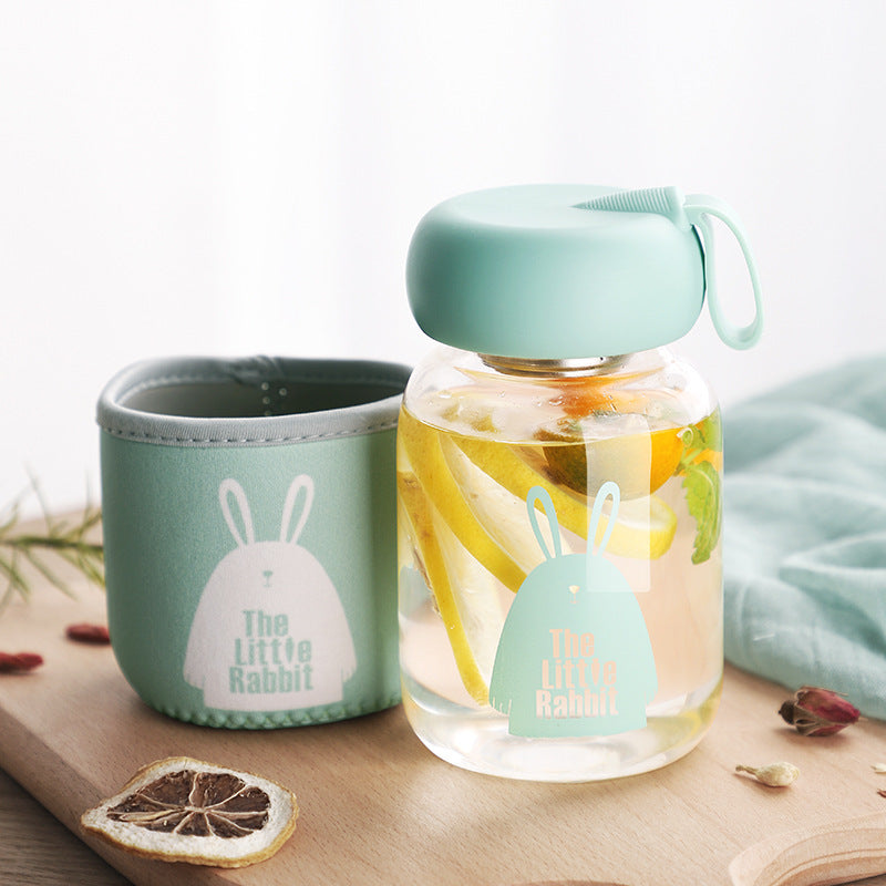 Tasse en verre transparente mignonne et portable pour la maison