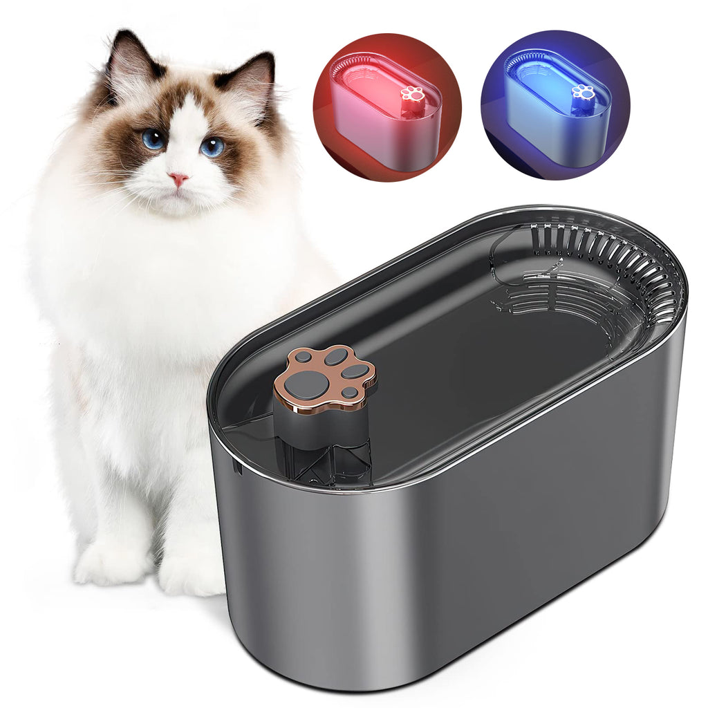 Fontaine à eau automatique 3L pour chats et chiens, avec filtre et lumière LED. Distributeur d'eau ultra-silencieux.