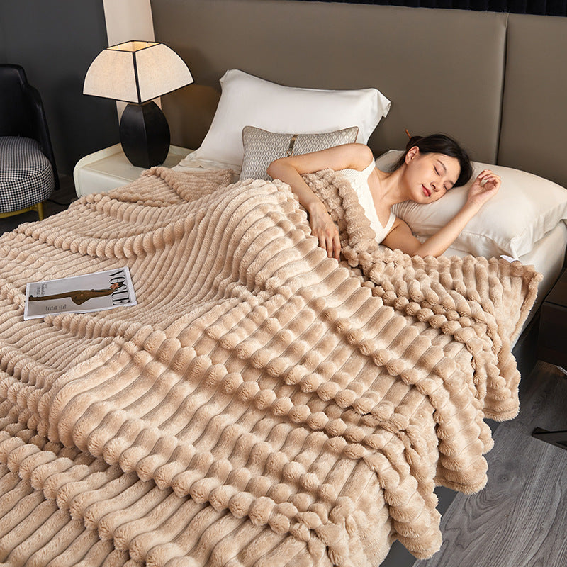 Couverture double face en peluche lapin, couverture pour la maison ou le bureau