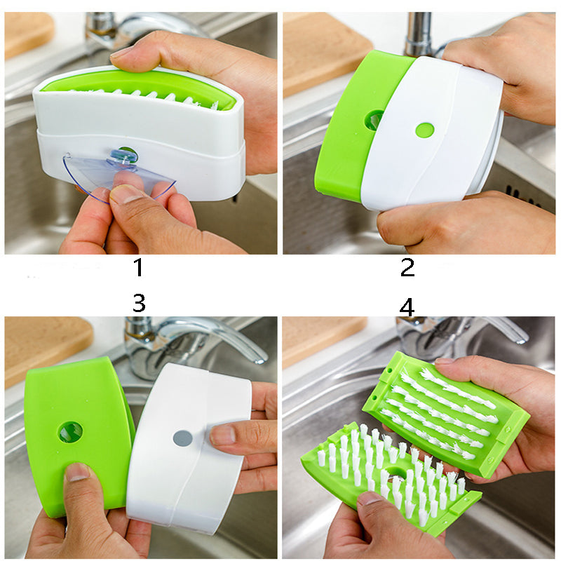 Brosse de nettoyage créative pour couteaux et fourchettes de cuisine avec ventouse, brosse pour fruits et légumes, brosse de nettoyage de cuisine