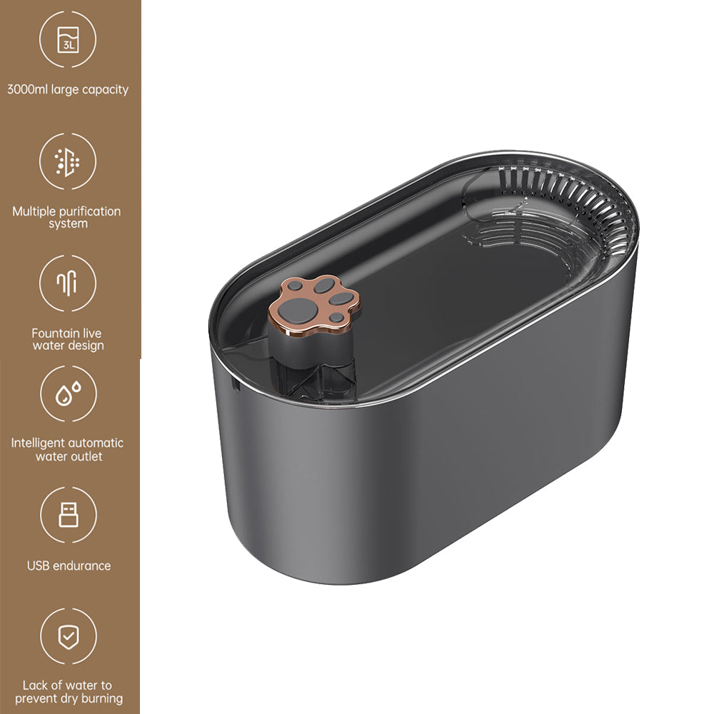 Fontaine à eau automatique 3L pour chats et chiens, avec filtre et lumière LED. Distributeur d'eau ultra-silencieux.