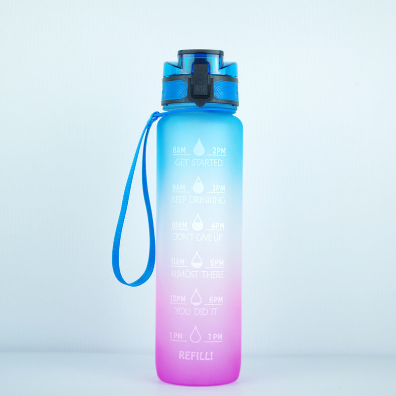 Gourde transparente 1000 ml, style kawaii, sans BPA, avec infuseur intégré. Convient également pour le sport et le lait. Gourde transparente.