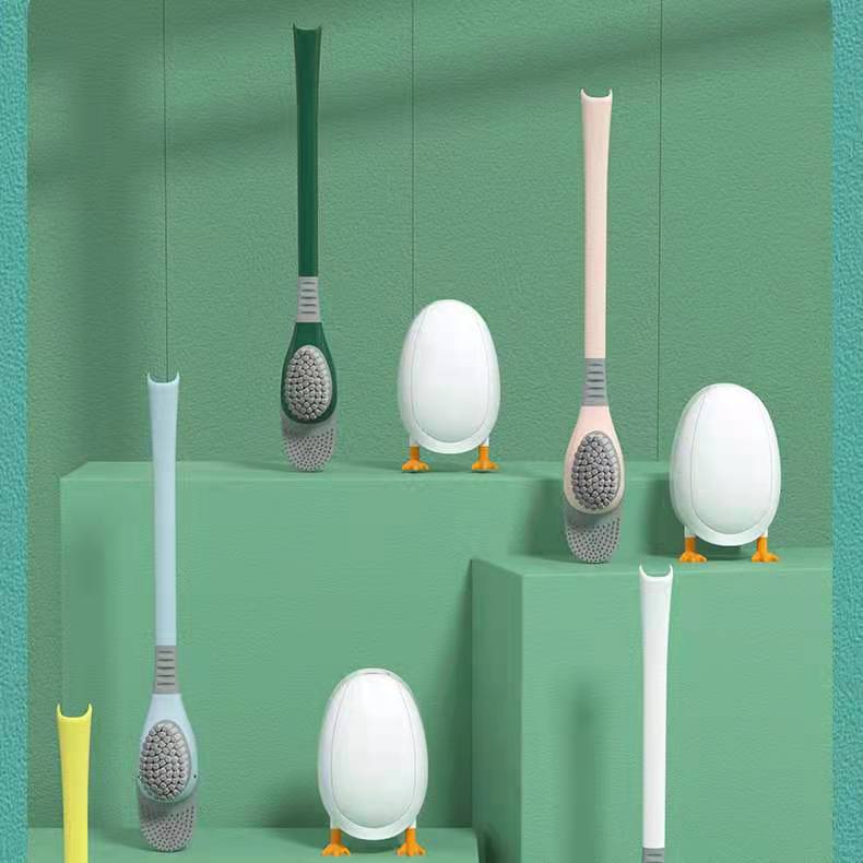Brosse de toilette en forme de canard plongeur sans angle mort, manche long et poils doux