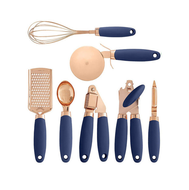 Ensemble d'éplucheurs de cuisine plaqués cuivre