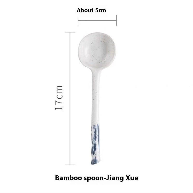 Cuillère à long manche en céramique rétro créative pour la cuisine, idéale pour les restaurants et la maison.