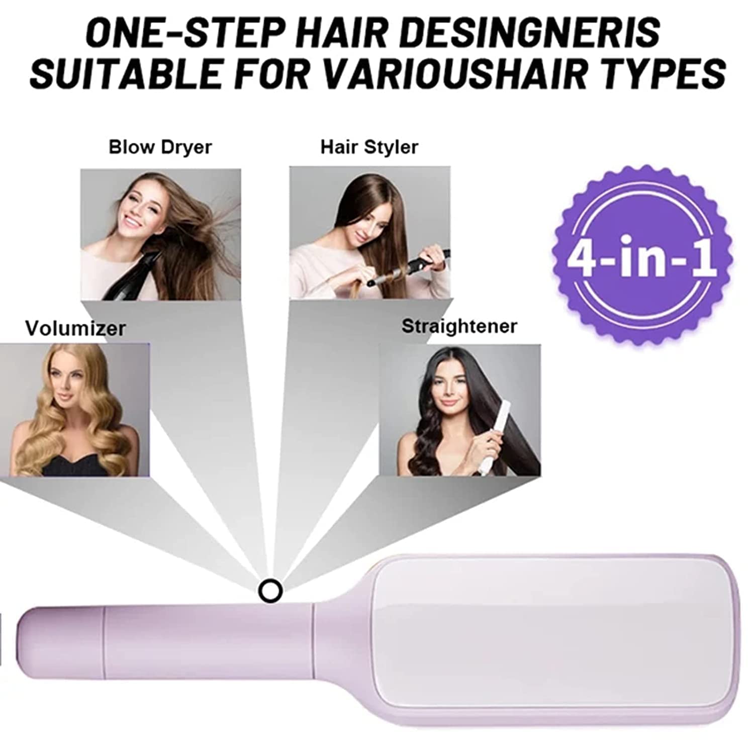 Brosse à cheveux autonettoyante 4 en 1 - Nouveau peigne de massage antistatique autonettoyant et modulable - Brosse à cheveux autonettoyante rotative et relevante