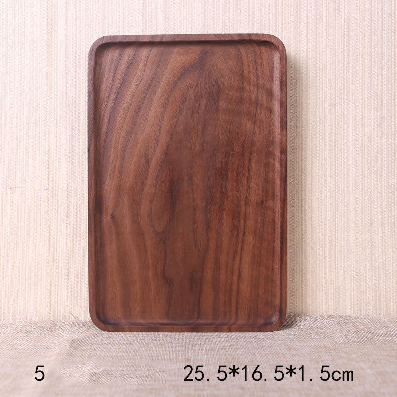 Assiette rectangulaire en bois de noyer noir de style japonais