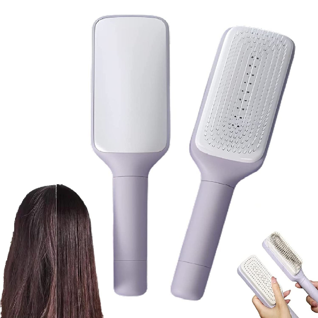 Brosse à cheveux autonettoyante 4 en 1 - Nouveau peigne de massage antistatique autonettoyant et modulable - Brosse à cheveux autonettoyante rotative et relevante