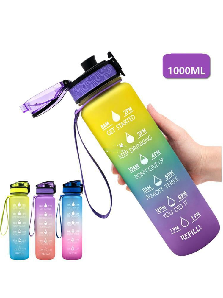 Gourde transparente 1000 ml, style kawaii, sans BPA, avec infuseur intégré. Convient également pour le sport et le lait. Gourde transparente.