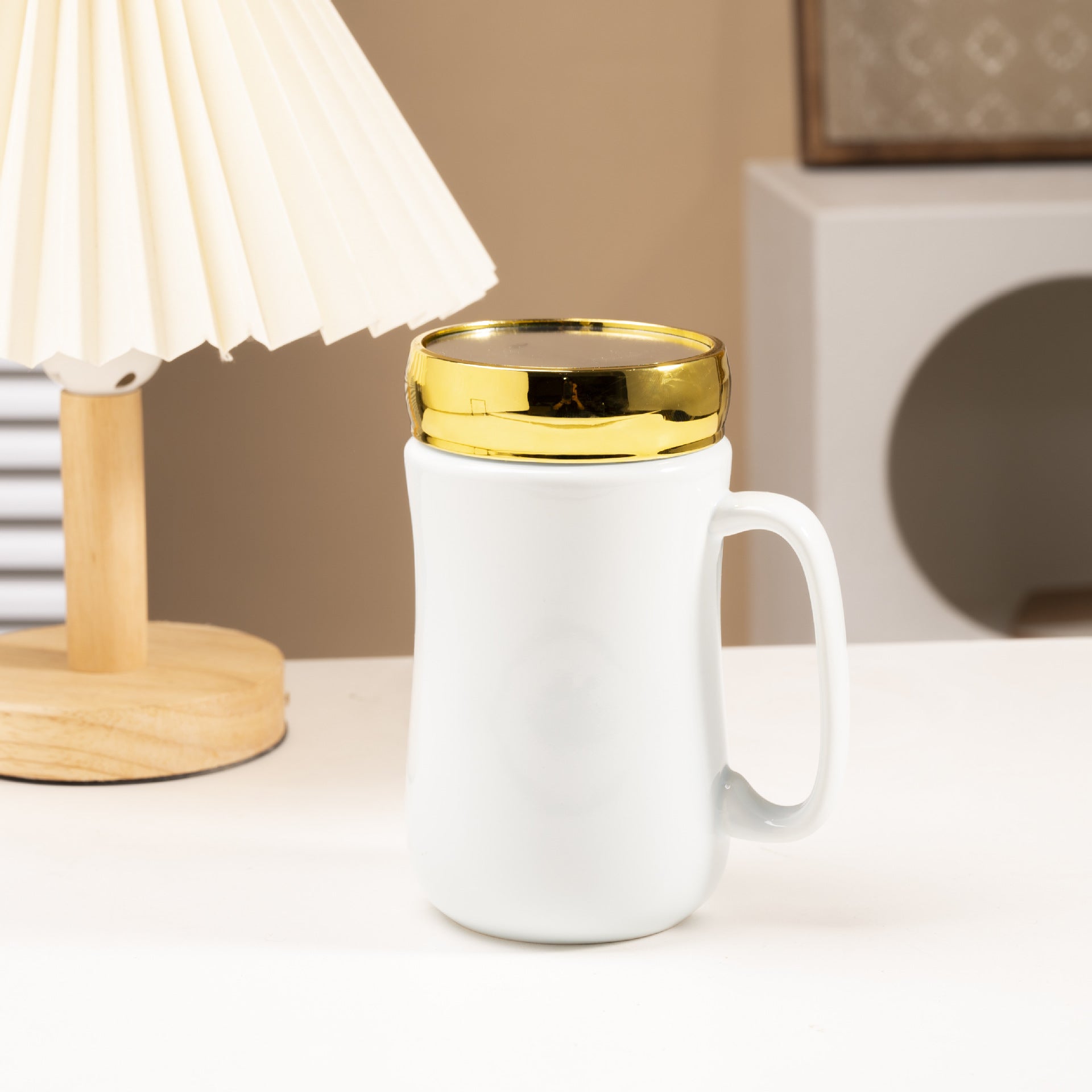Mug en céramique brillante et émaillée, style miroir, pour couple.