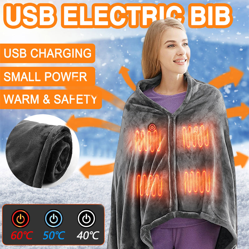 Couverture chauffante en flanelle d'hiver, protection contre le froid, châle chaud USB, couverture chauffante électrique en peluche