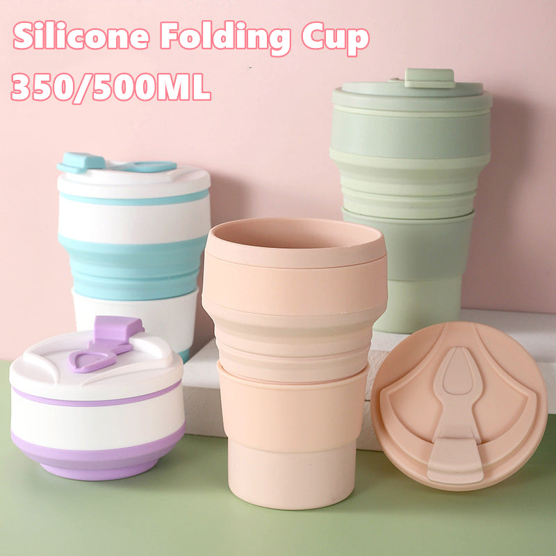 Tasse pliable et pliable avec couvercle, idéale pour les voyages, le café, l'eau et le thé.