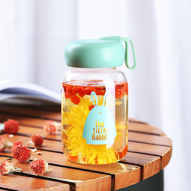 Tasse en verre transparente mignonne et portable pour la maison
