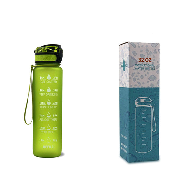 Gourde en Tritan de 1 L avec indicateur de temps, couvercle rebondissant, gourde de cyclisme motivante, gobelet étanche pour le sport et le fitness