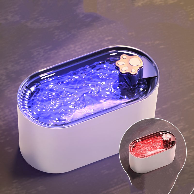 Fontaine à eau automatique 3L pour chats et chiens, avec filtre et lumière LED. Distributeur d'eau ultra-silencieux.