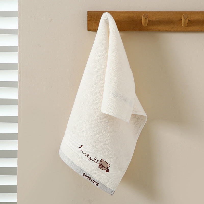 Serviette de toilette pour enfants en pur coton avec motif dessin animé, idéale pour la maison et la maternelle.