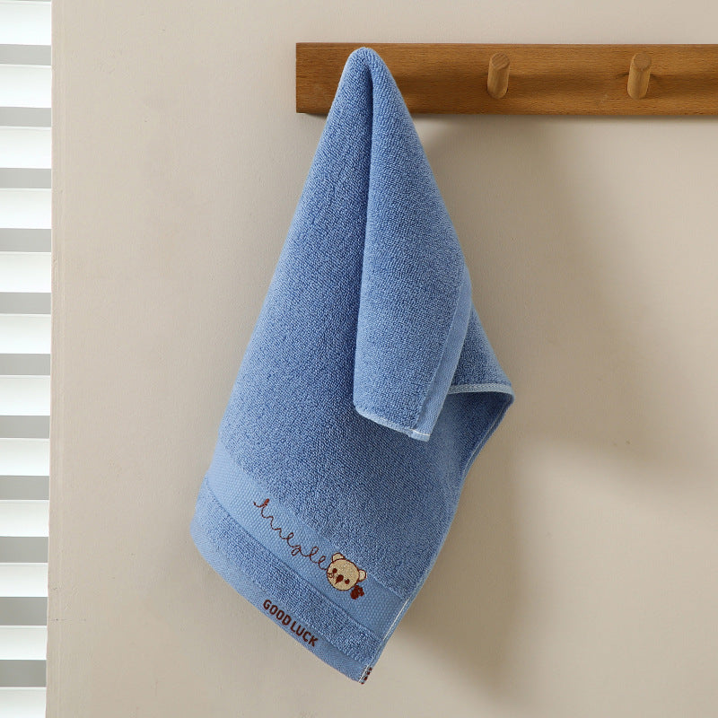Serviette de toilette pour enfants en pur coton avec motif dessin animé, idéale pour la maison et la maternelle.