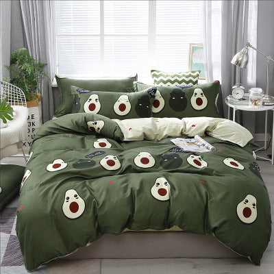 Parure de lit quatre pièces, drap-housse, housse de couette, coton aloe vera, textile de maison