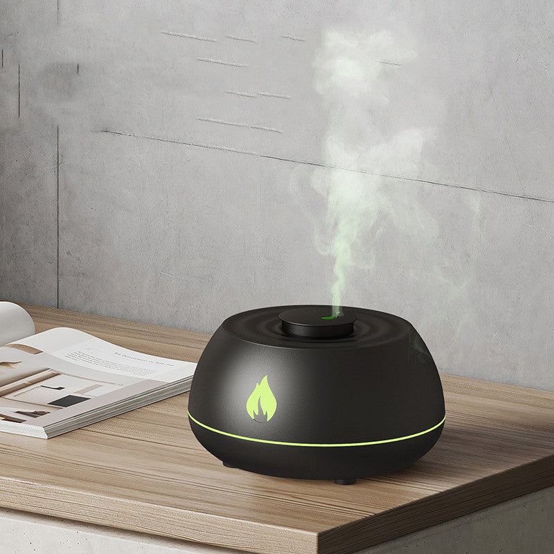Diffuseur d'huiles essentielles à flamme avec 7 couleurs de lumière, humidificateur d'air pour la maison, 130 ml, USB