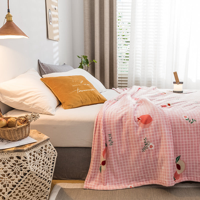 Couverture thermique en flanelle à motif pêche pour la maison