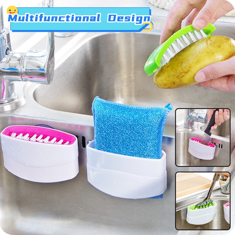 Brosse de nettoyage créative pour couteaux et fourchettes de cuisine avec ventouse, brosse pour fruits et légumes, brosse de nettoyage de cuisine