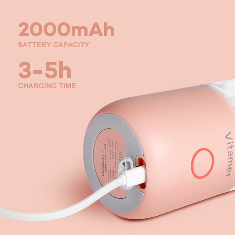 Mixeur portable 350 ml, centrifugeuse électrique rechargeable USB, mixeur à smoothies et granités, bouteille mélangeur à jus, accessoire de cuisine rechargeable par USB
